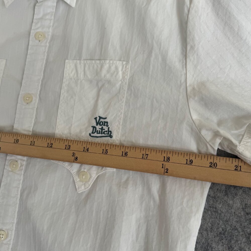 Von Dutch Kustom Shop Mens Shirt Button Up White Sz M Mechanic - Picture 4 of 11